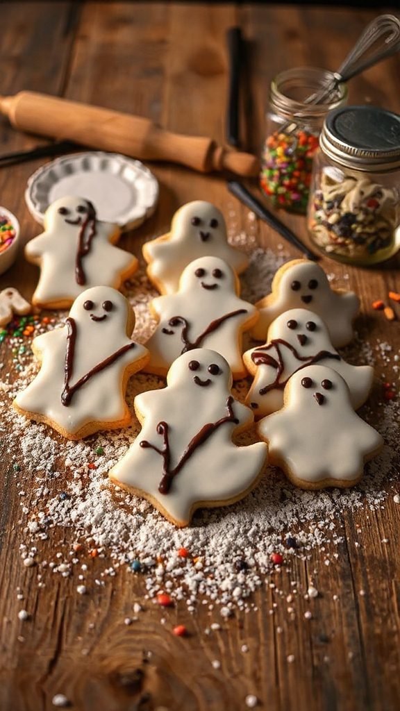ghost shaped vanilla bean cookies