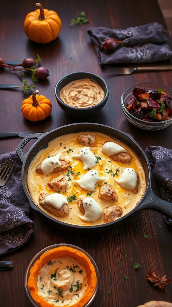 ghostly chicken alfredo bake