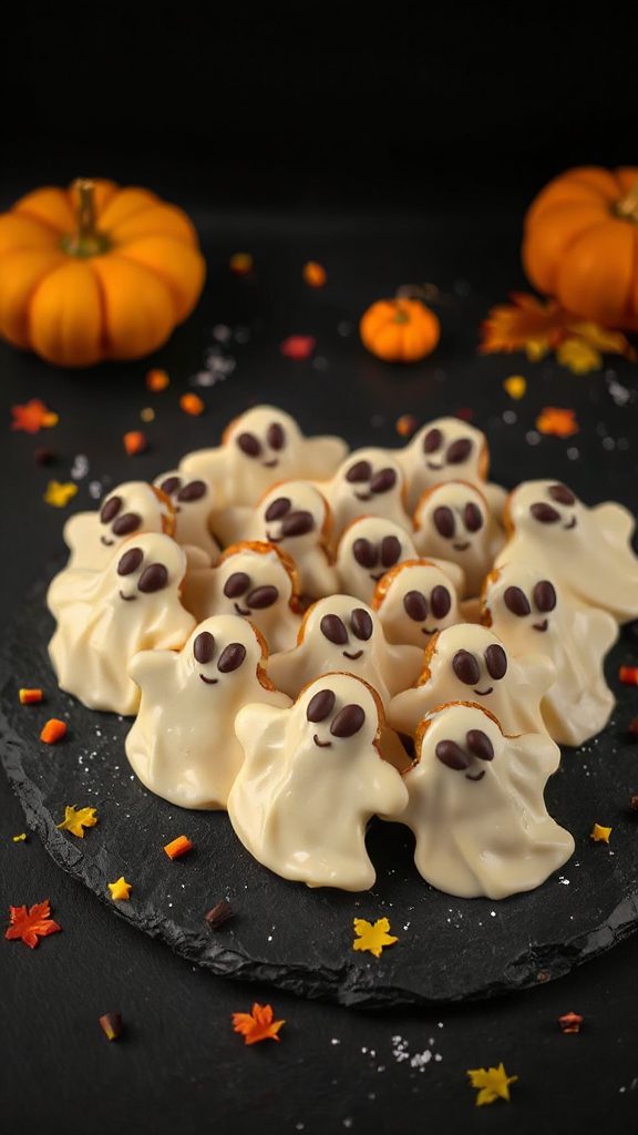 ghostly chocolate pretzel snacks