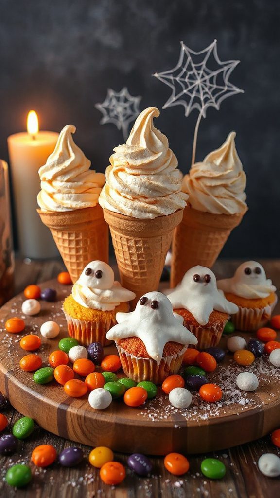 ghostly cupcake cone treats
