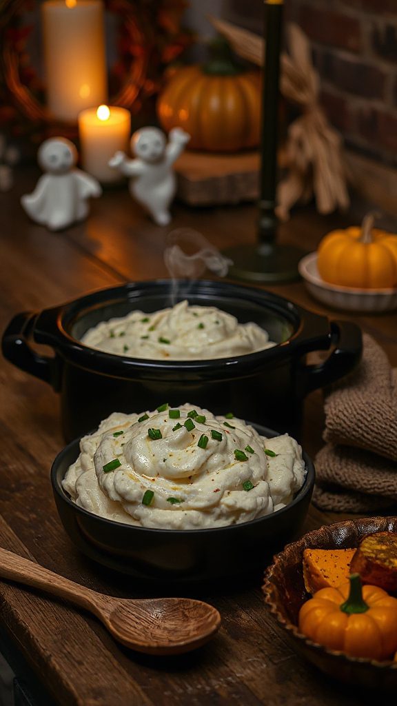 ghostly garlic mashed potatoes