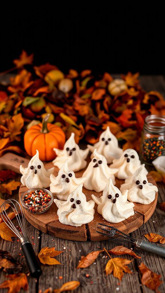 ghostly halloween meringue cookies
