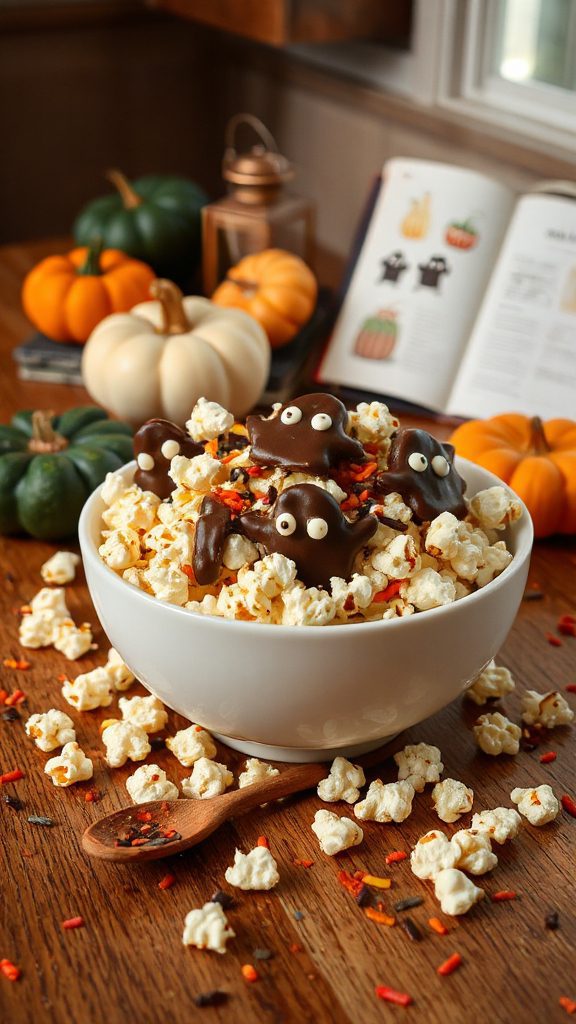 ghostly popcorn halloween treat
