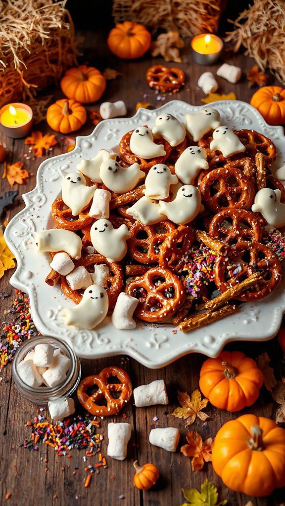 ghostly pretzel chocolate treats