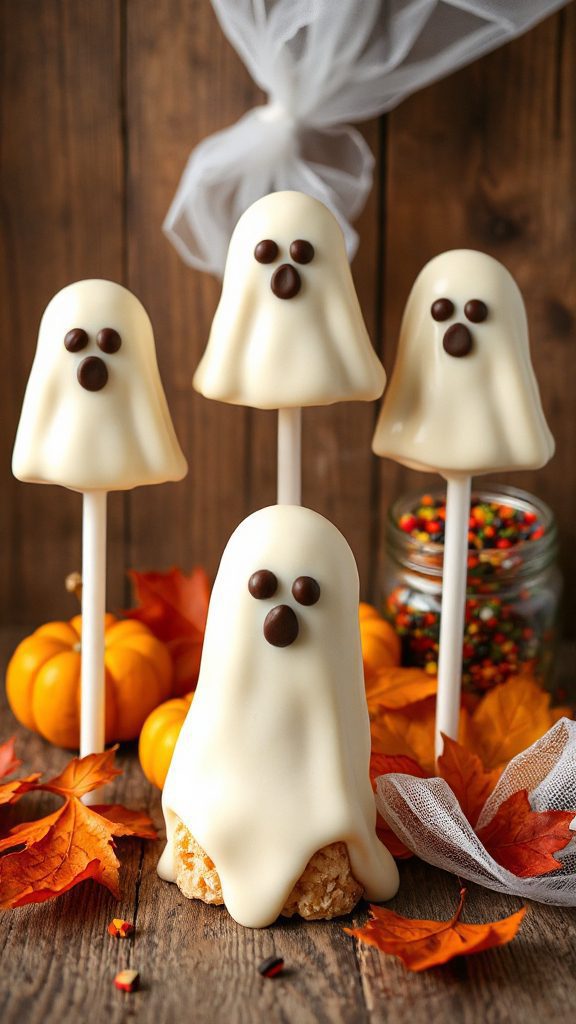 ghostly white chocolate pops