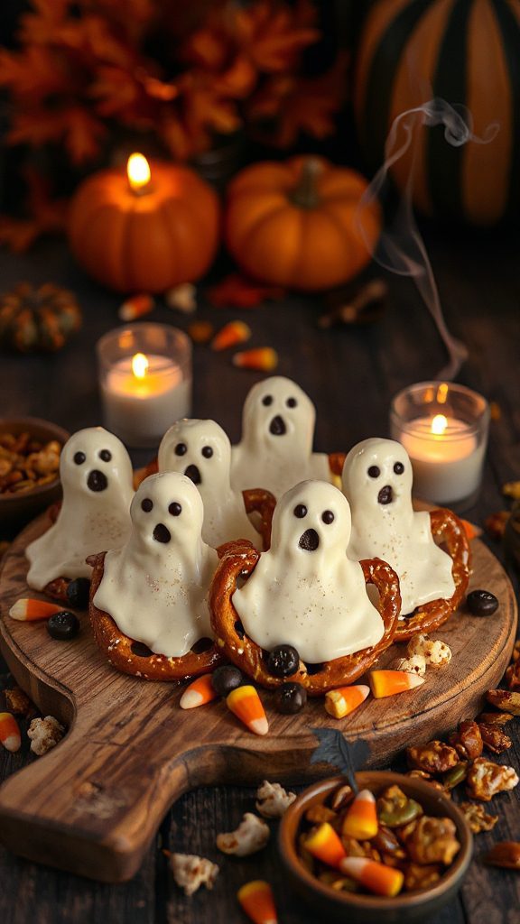 ghoulish ghost pretzel snack