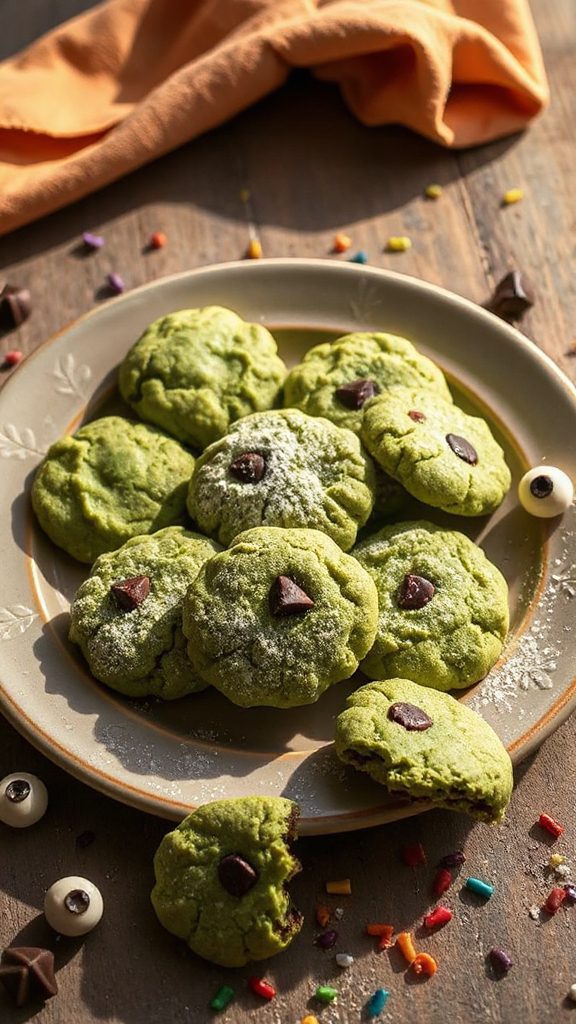 ghoulish green matcha cookies