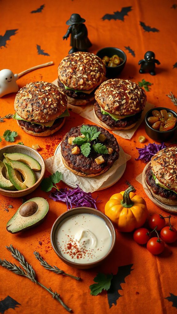 ghoulish halloween veggie burgers