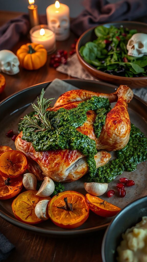 ghoulishly green pesto chicken