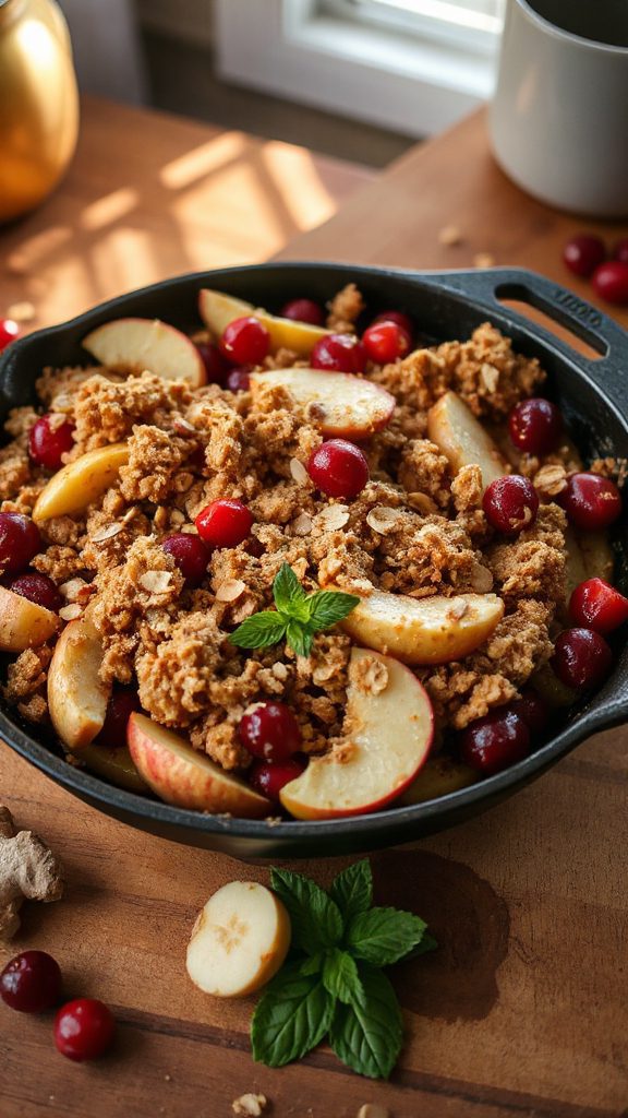 ginger infused apple cranberry crisp