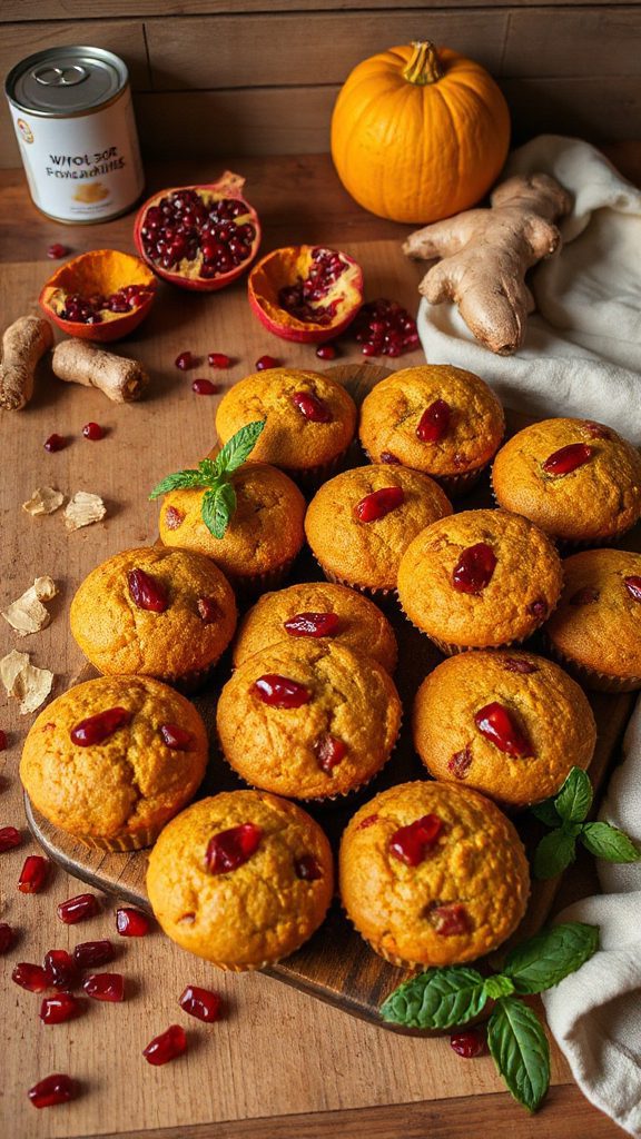 ginger pomegranate pumpkin muffins