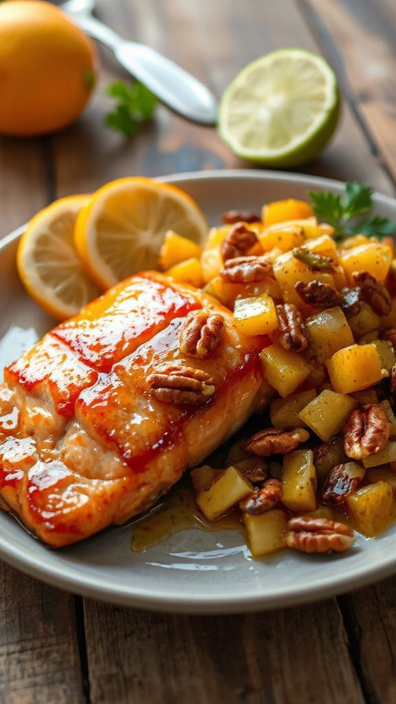glazed salmon with chutney