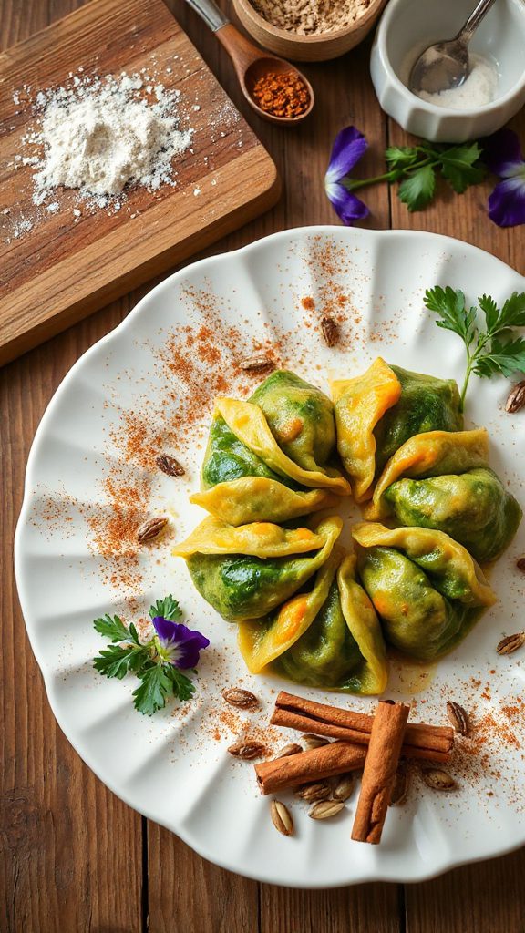 gluten free pumpkin spinach dumplings