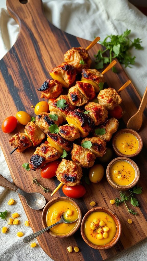 grilled chicken vegetable skewers
