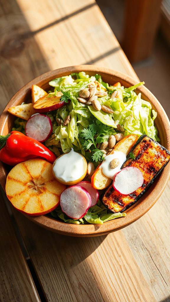 grilled slaw with charred veggies