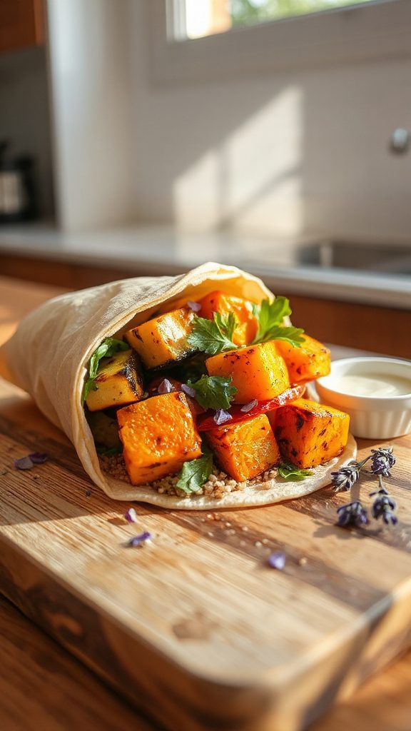 grilled vegetable pumpkin quinoa wrap