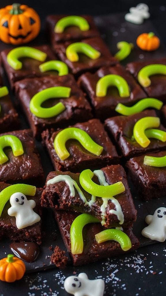 gummy worm halloween brownies