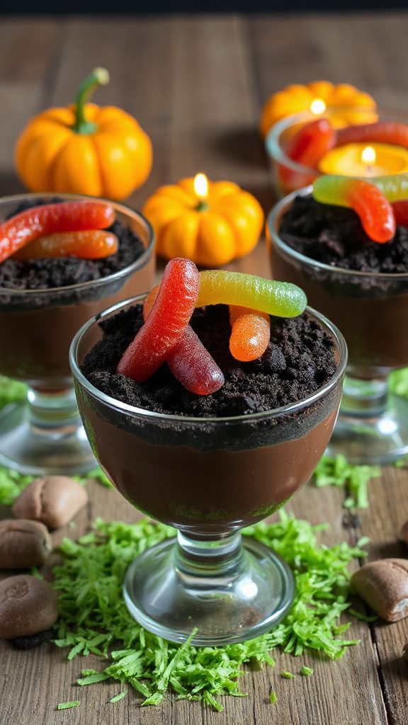 gummy worm halloween dessert