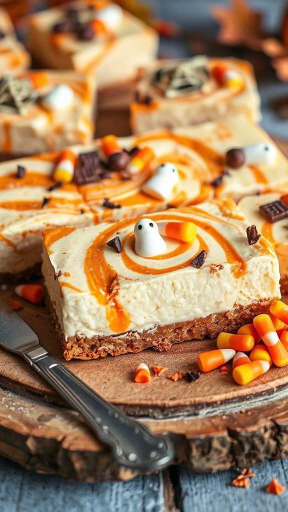 halloween candy cheesecake bars