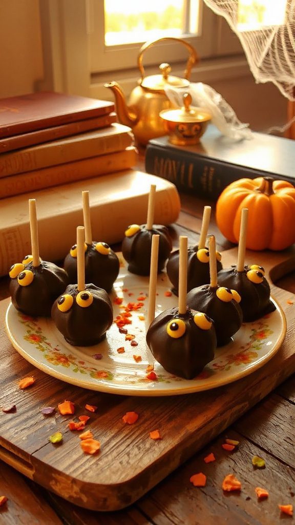halloween chocolate banana pops