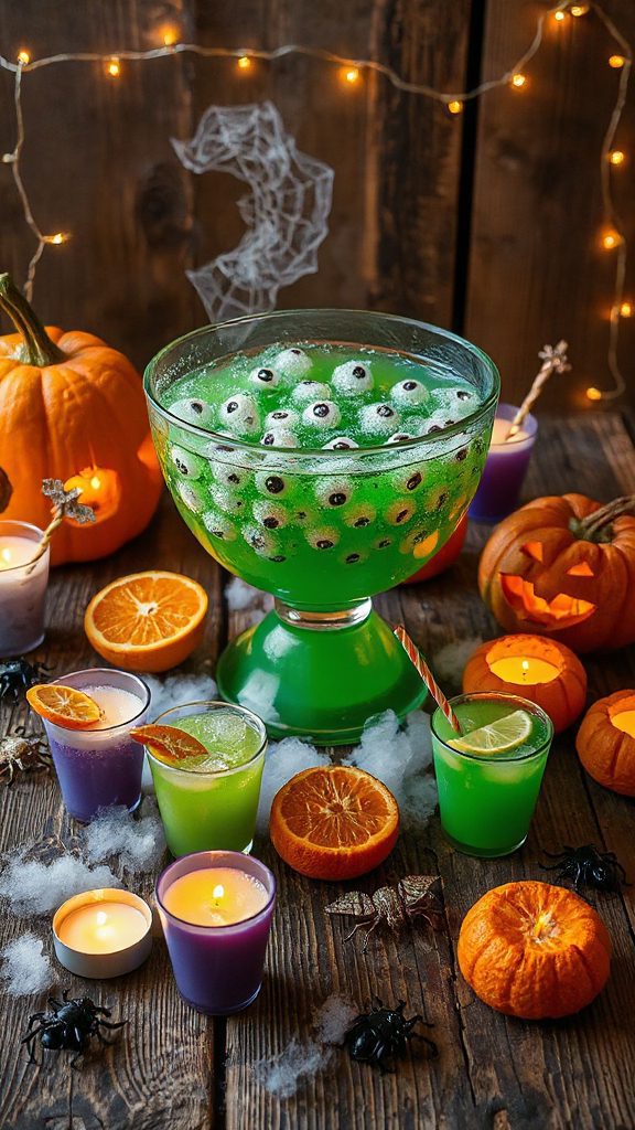 halloween mocktail with gummy worms
