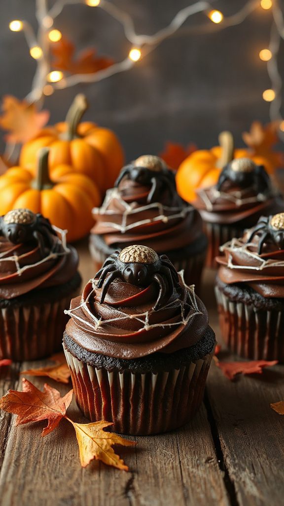 halloween spider web cupcakes