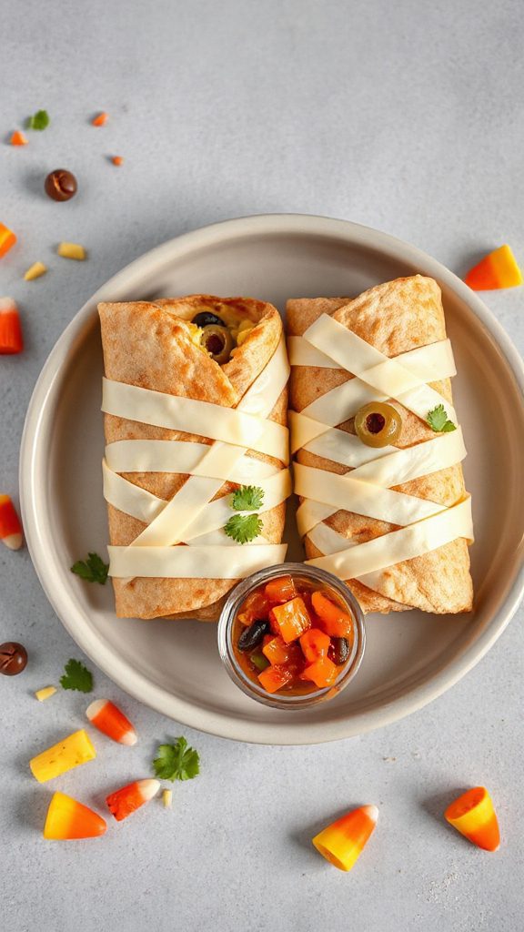 halloween themed breakfast burritos