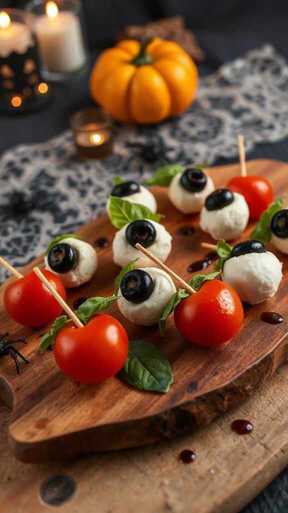 halloween themed caprese skewers