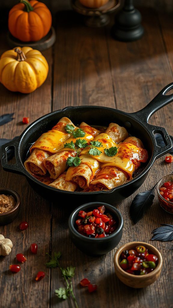 halloween themed chicken enchiladas