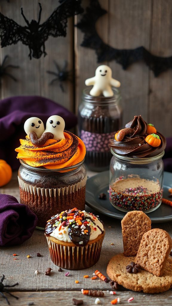 halloween themed cupcake jars