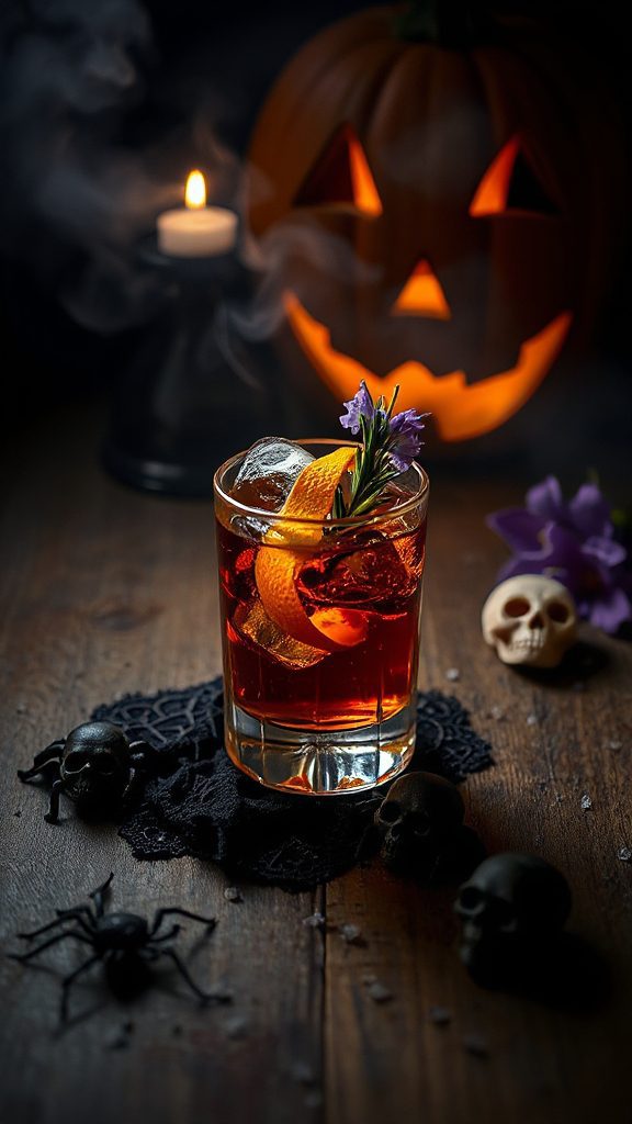 halloween themed old fashioned cocktail