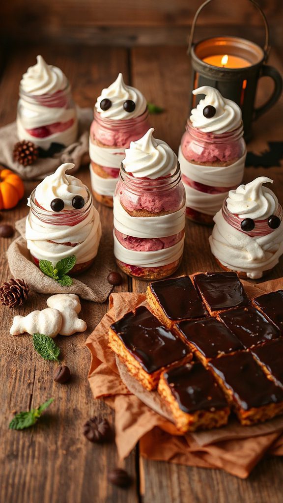 halloween themed raspberry cheesecake jars