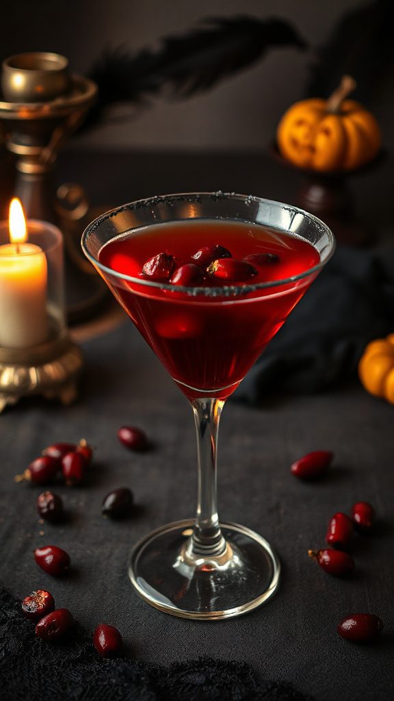 halloween themed raspberry vodka cocktail