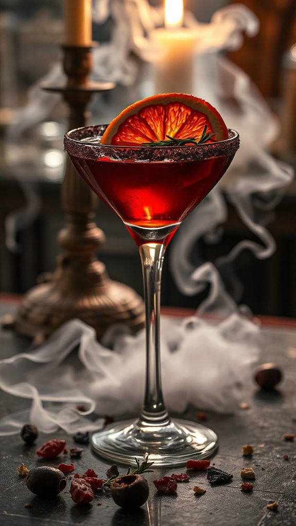 halloween themed raspberry vodka cocktail