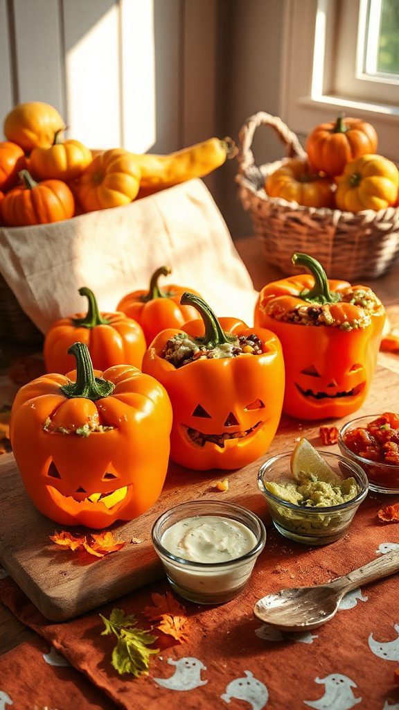 halloween themed stuffed bell peppers