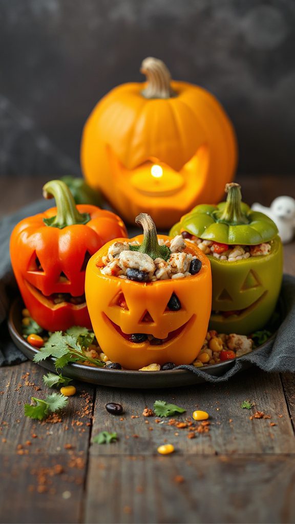 halloween themed stuffed peppers