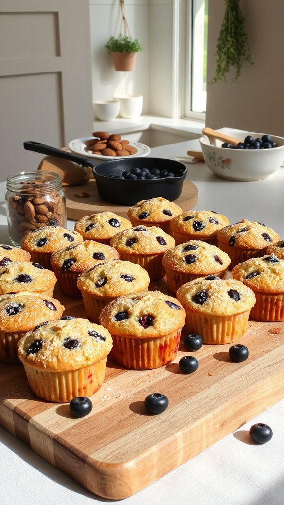 healthy blueberry almond muffins