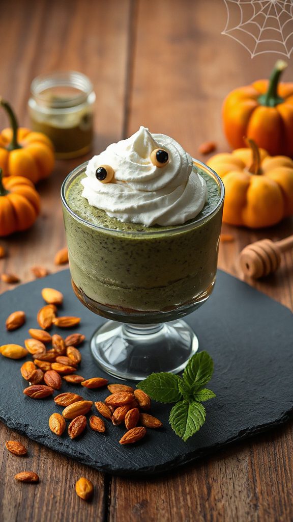 healthy halloween matcha pudding