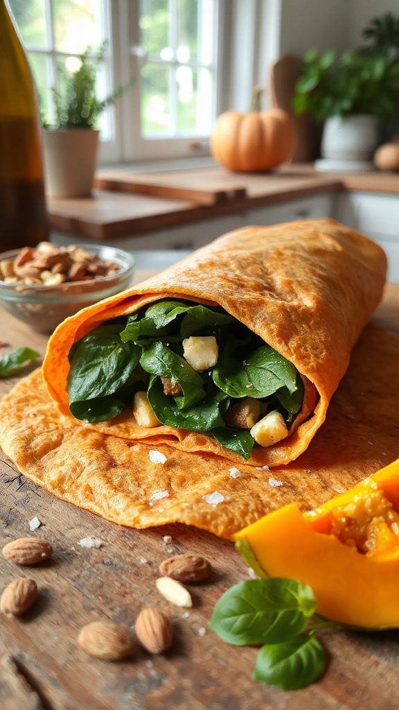 healthy spinach pumpkin wrap