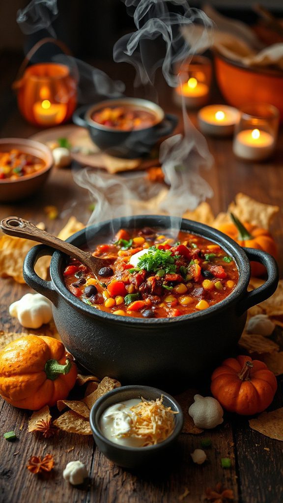 hearty halloween cauldron chili