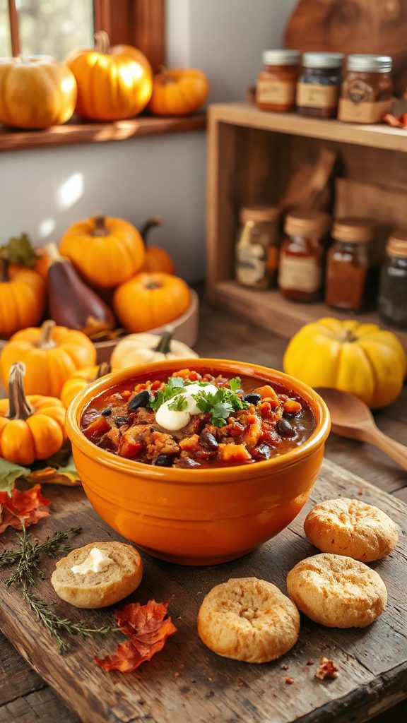 hearty pumpkin bean chili