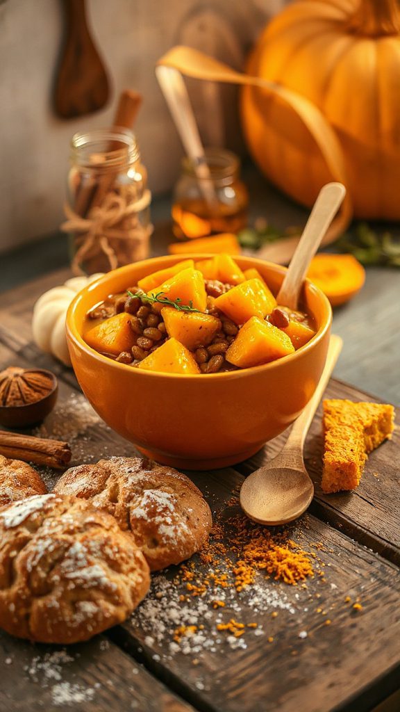 hearty pumpkin lentil stew