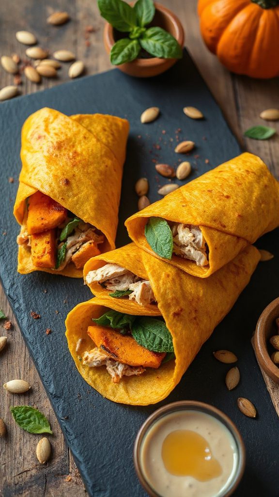 hearty pumpkin turkey wraps