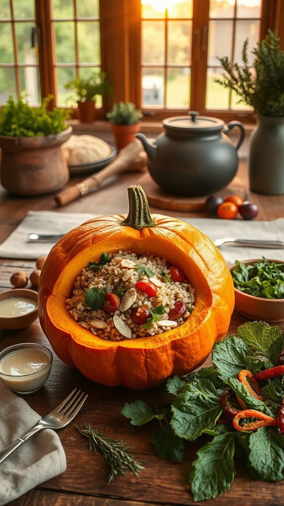 hearty vegan stuffed pumpkins