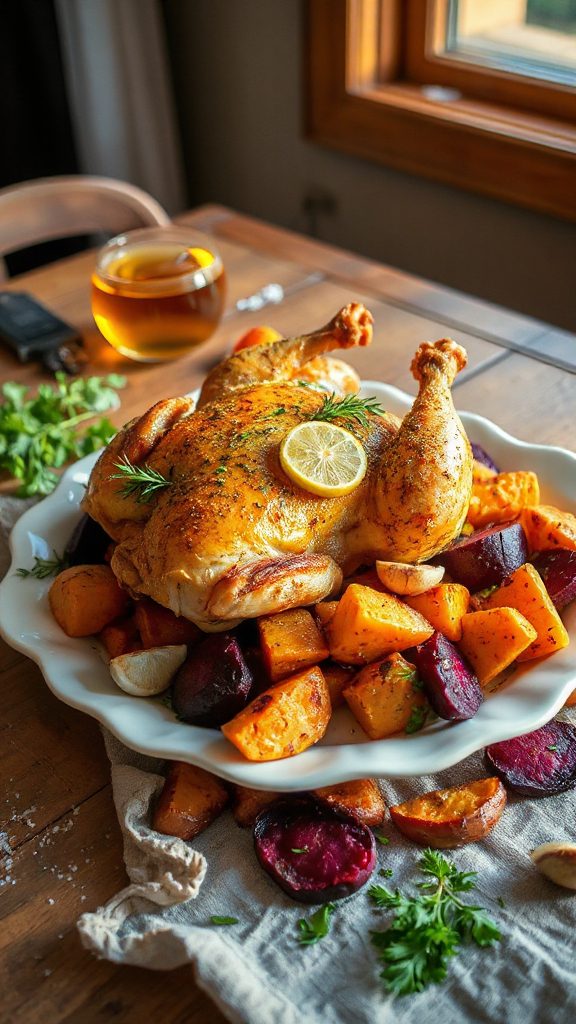 herb crusted chicken with vegetables