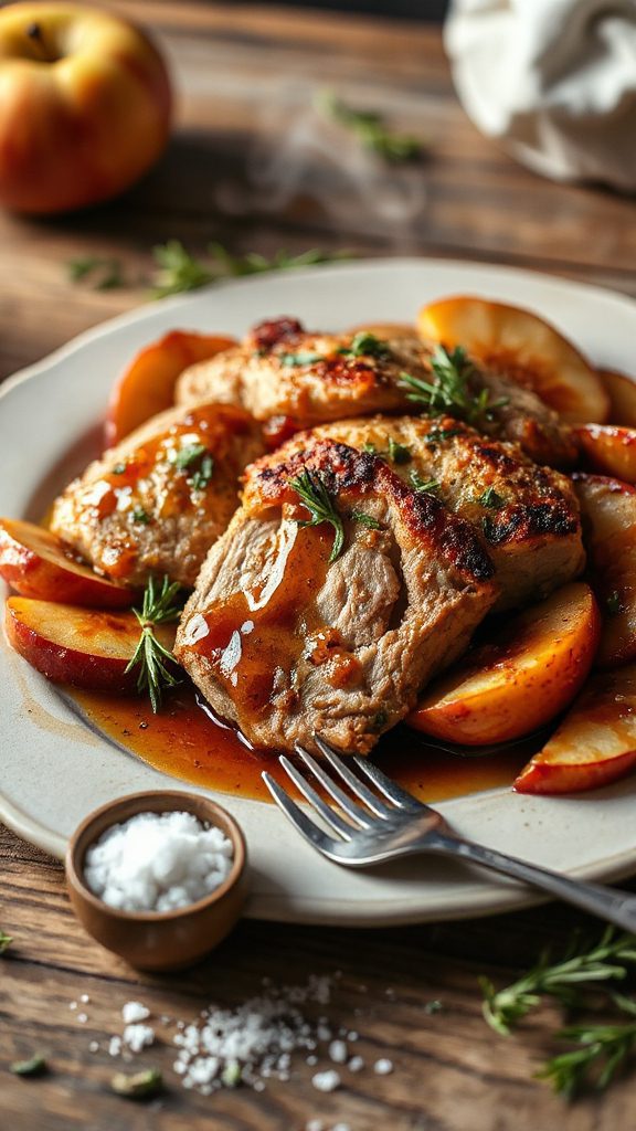 herb crusted pork with apples
