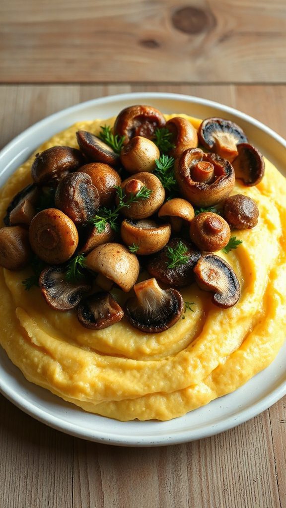 herb infused creamy polenta mushrooms