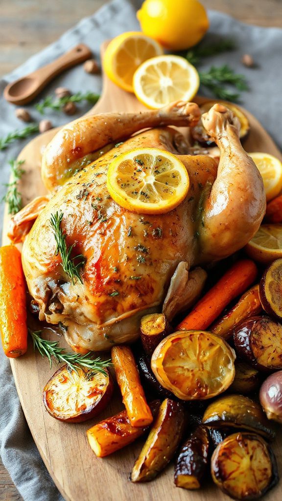 herb infused roasted chicken dinner