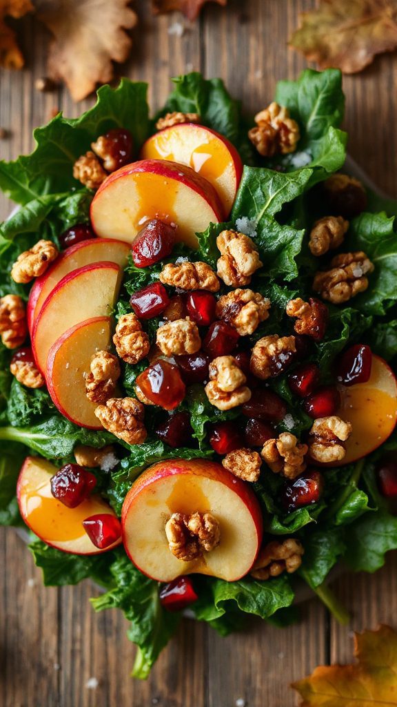 kale salad with glazed apples