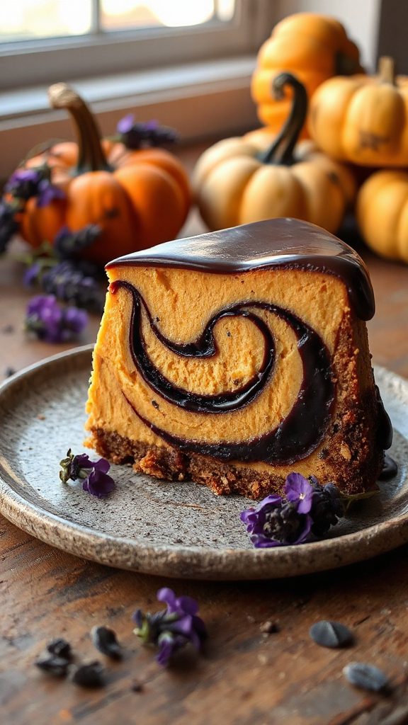 lavender chocolate pumpkin cheesecake